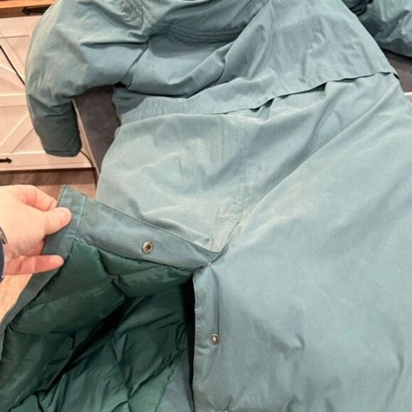 Vintage Utex Women's Snap Front Quilted Down Fur Trim Long Coat Jacket Green 10 - Picture 4 of 16